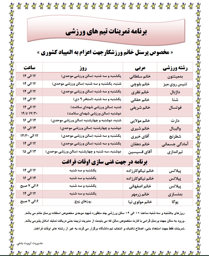 برنامه تمرینات ورزشی