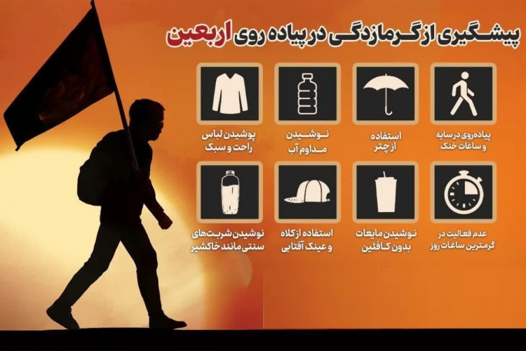 پیشگیری از گرمازدگی در پیاده‌روی اربعین