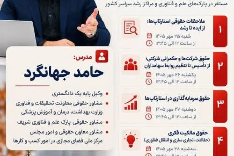 برگزاری مدرسه پاییزه «حقوق کسب‌وکار و فناوری» ویژه فعالان زیست‌بوم سلامت
