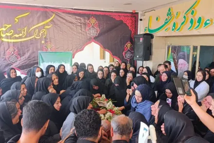 مراسم وداع با پیکر مطهر پرستار شهیده راضیه عابدی در بیمارستان ۹دی