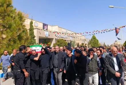 مراسم وداع با پیکر مطهر پرستار شهیده راضیه عابدی در بیمارستان ۹دی