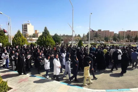 مراسم وداع با پیکر مطهر پرستار شهیده راضیه عابدی در بیمارستان ۹دی